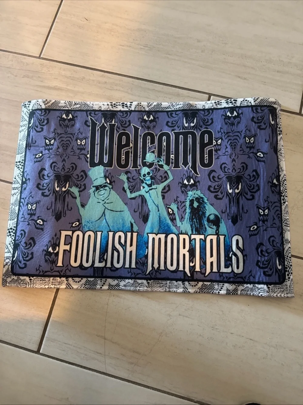 Disney Haunted Mansion Welcome Foolish Mortals Hitchhiking Ghosts Doormat